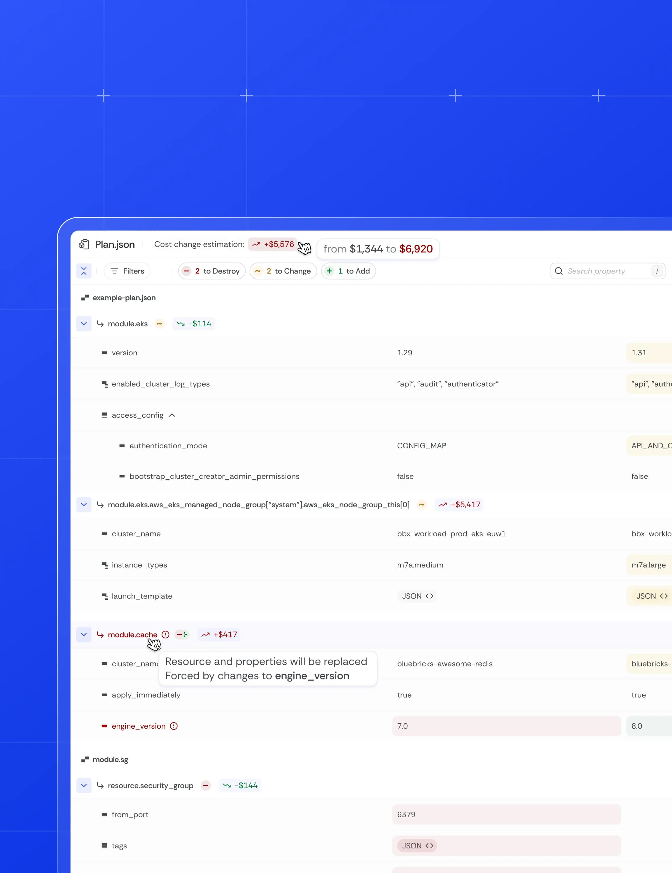 Bluebricks Planner showcasing intuitive Terraform plan visualization and error detection